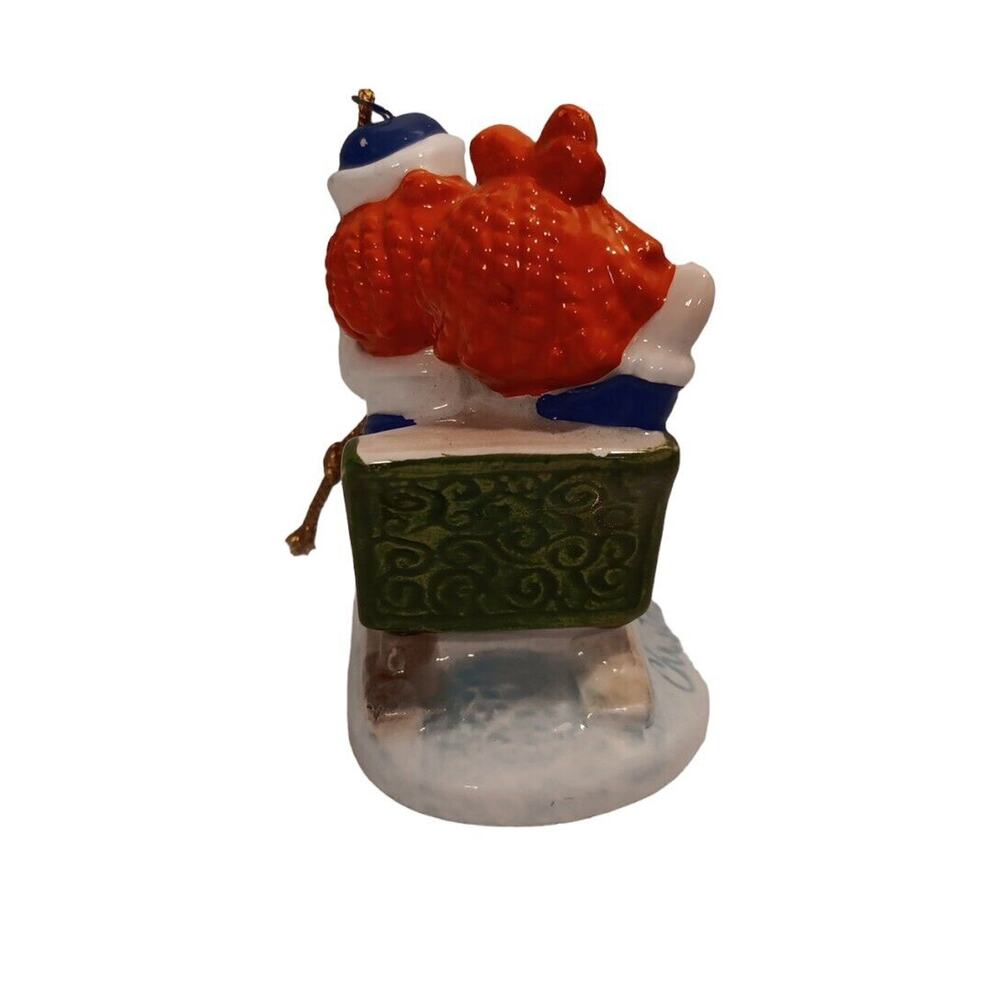 Schmid Raggedy Ann Andy Snowtime Frolic 1980 Vintage Christmas Tree Ornament - Picture 5 of 11